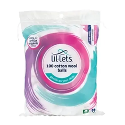 Lil-Lets Cotton Wool Balls x100/pack (Pack of 12) 99CBL100CO