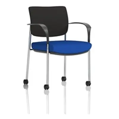 Brunswick Deluxe Black Fabric Back Chrome Frame Seat Blue + Arms