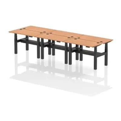 Air B2B 1200x600mm Height Adjustable 6P Bench Desk CP Oak/Black