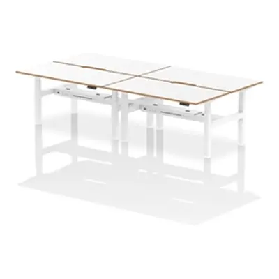 Air B2B Oslo 1600x800 Adjustable 4P Bench Desk Wood Edge White/White