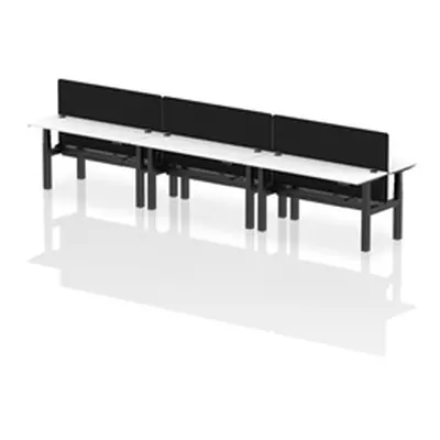 Air B2B 1600x600mm Adjustable 6P Bench Desk CP White/Black + Screen