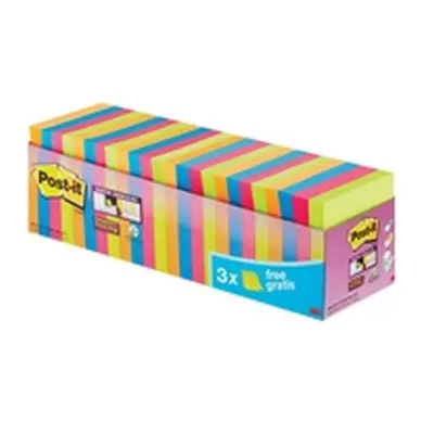 Post-it Super Sticky 76x76mm Assorted VALUE PACK 21 + 3 FREE (Pack 24)