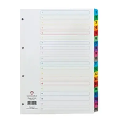 Concord Index 1-20 A4 White With Multicolour Tabs 01901/CS19