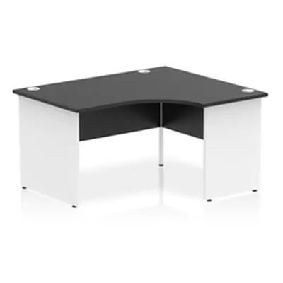 Impulse 1400 RH Crescent Desk Black Top White Panel End Leg