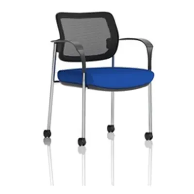 Brunswick Deluxe Mesh Back Chrome Frame Seat Blue With Arms/Castors