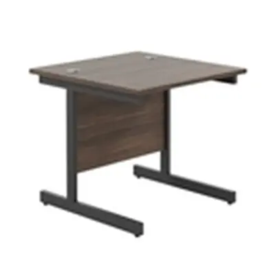 800x800 Single Upright Rectangular Desk Dark Walnut-Black