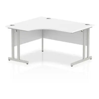 Impulse 1400mm Left Crescent Desk White Top Silver Cantilever Leg