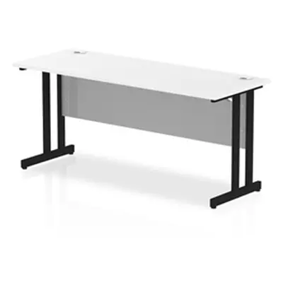 Impulse 1600 x 600mm Straight Desk White Top Black Cantilever Leg