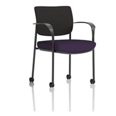 Brunswick Deluxe Black Fabric Back Frame Seat Purple + Arms/Castors