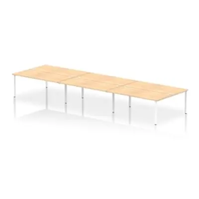 Impulse Bench B2B 6 Person 1800 White Frame Office Bench Desk Maple