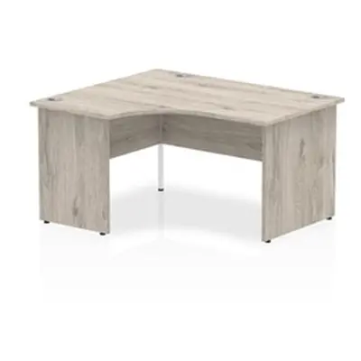 Impulse 1400mm Left Crescent Desk Grey Oak Top Panel End Leg