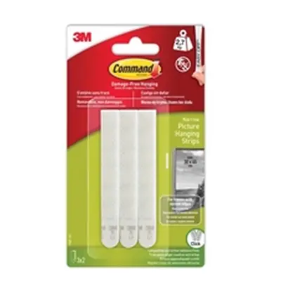 3M Command Narrow Picture Hanging Strips White (Pack 3) - 7100206626