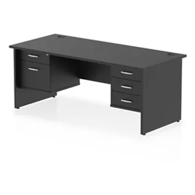 Impulse 1800x800 Desk Black Top Panel End 2 & 3 Drawer Fixed Ped