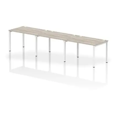 Impulse Bench Single Row 3 Person 1200 White Frame Bench Desk Grey Oak