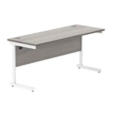 Office Rectangular Desk Single Cantilever 1600X600 Grey Oak/White