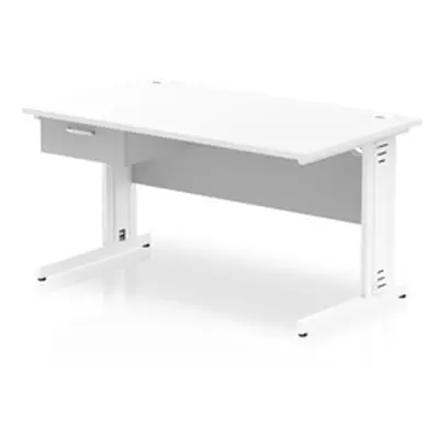 Impulse 1400x800 Desk White Top White Cable Managed Leg 1 Dr Fixed Ped