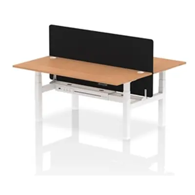 Air B2B 1800x800mm Adjustable 2P Bench Desk CP Oak/White + Screen