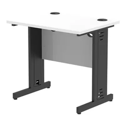 Impulse 800x600mm Straight Desk White Top Black Cable Managed Leg