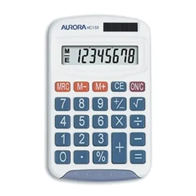 Aurora Calculator Handheld Battery/Solar-power 8 Digit - HC133