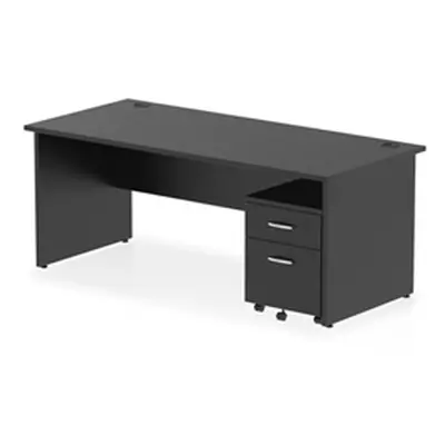 Impulse 1800x800 Desk Black Top Panel End 2 Drawer Mobile Ped