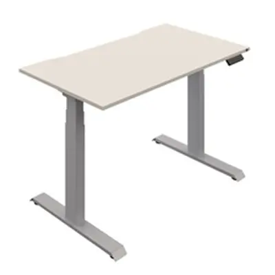 Okoform Dual Motor Height Adjustable Desk White/Silver Frame 1600X800