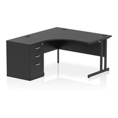 Impulse 1400 LH Crescent Desk Black/Black Cantilever 600 Desk High Ped