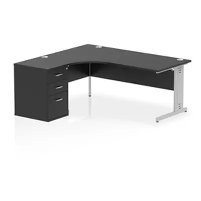 Impulse 1800 LH Crescent Desk Black/Silver Cable Managed 600 DH Ped