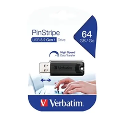 Verbatim Black Pinstripe 64GB USB 3.0 Flash Drive 49318