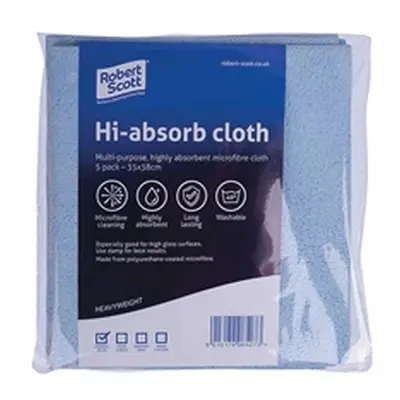 Robert Scott Hi-Absorb Microfibre Cloth Blue (5 Pack)