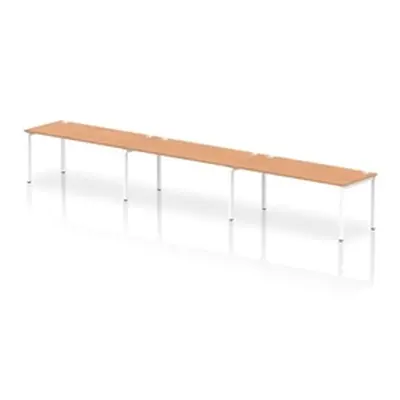 Impulse Bench Single Row 3 Person 1800 White Frame Bench Desk Oak