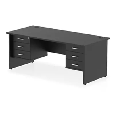 Impulse 1800x800 Desk Black Top Panel End 2x3 Drawer Fixed Ped