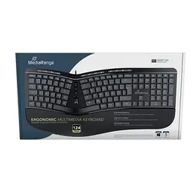 MediaRange Wired Ergonomic Multimedia Keyboard Black MROS120-UK