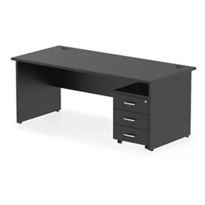 Impulse 1800x800 Desk Black Top Panel End 3 Drawer Mobile Ped