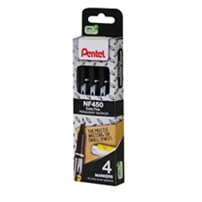 Pentel Permanent Marker Fine Black (Pack of 4) YNF450/4-A