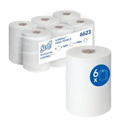 Scott Control 1-Ply Hand Towel Rolls White F4 (Pack of 6) 6623