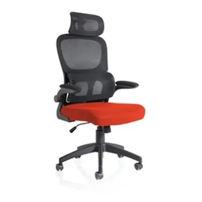 Iris Task Operator Black Mesh Back Tabasco Orange Seat With Headrest