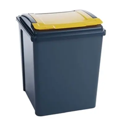 VFM Recycling Bin with Lid 50 Litre Yellow 390x400x510mm 384287