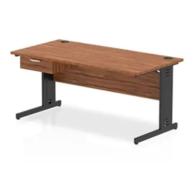 Impulse 1600x800 Desk Walnut/Black Cable Managed Leg 1 Dr Fixed Ped