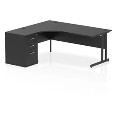 Impulse 1800 LH Crescent Desk Black/Black Cantilever 600 Desk High Ped