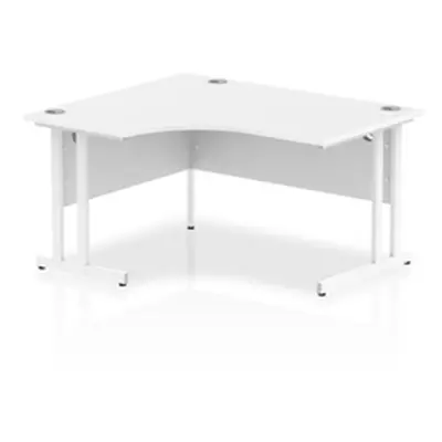 Impulse 1400mm Left Crescent Desk White Top White Cantilever Leg