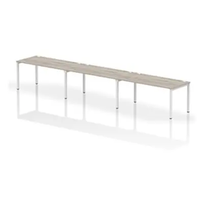 Impulse Bench Single Row 3 Person 1600 White Frame Bench Desk Grey Oak