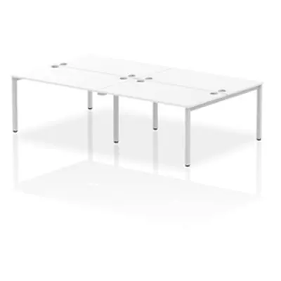 Impulse Bench B2B 4 Person 1400 Silver Frame Office Bench Desk White