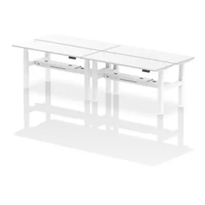 Air B2B 1600x600mm Height Adjustable 4P Bench Desk CP White/White