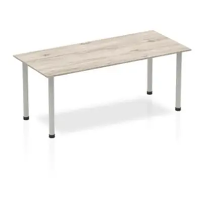 Impulse 1800mm Straight Table Grey Oak Top Silver Post Leg