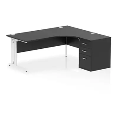 Impulse 1800 RH Crescent Desk Black/White Cable Managed Leg 600 DH Ped