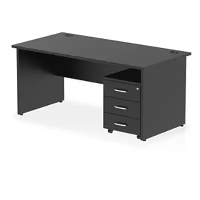 Impulse 1600x800 Desk Black Top Panel End 3 Drawer Mobile Ped