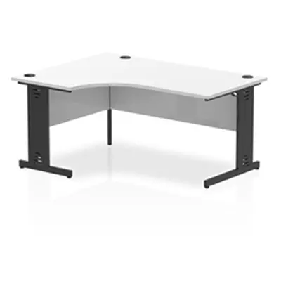 Impulse 1600 LH Crescent Office Desk White Top Black Cable Managed Leg