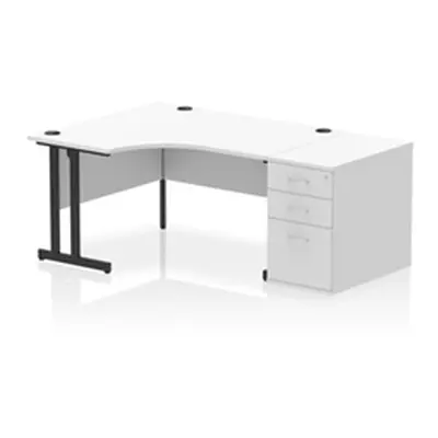 Impulse 1400 LH Crescent Desk Cantilever White/Black 800 Desk High Ped