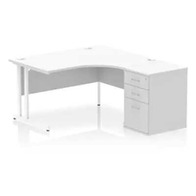 Impulse 1400 RH Crescent Desk Cantilever White/White 600 Desk High Ped