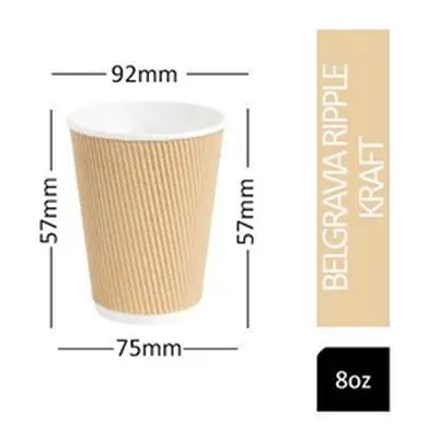 Belgravia 8oz Triple Walled Kraft Ripple Cups 25's - PACK (20)